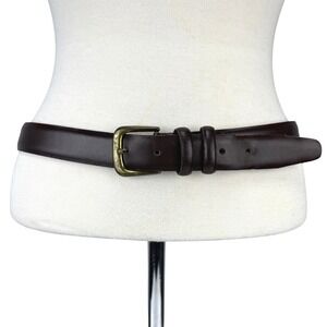 Vintage Dark Brown Brass Buckle Split Leather Belt‎ Size 34